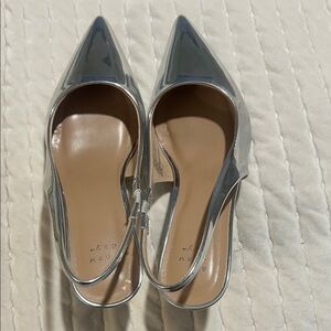 a new day Silver Pointed Toe Slingback Heels